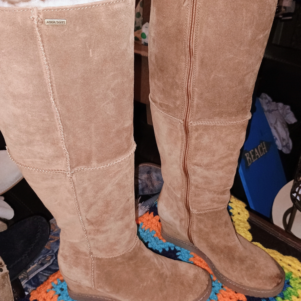 Sofft Tan Suede Knee-High Boots - Picture 7 of 11